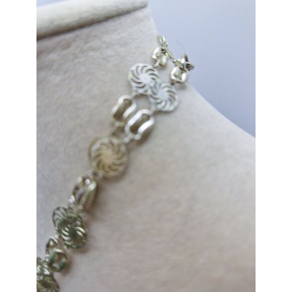 A Silver Tone Chain Necklace Disc Boho Hippie Chic Festival Whimsical - Picture 4 of 9